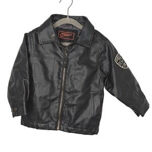 Hawke & Co Outfitter Toddler Black Faux Leather Moto Biker Jacket 2T